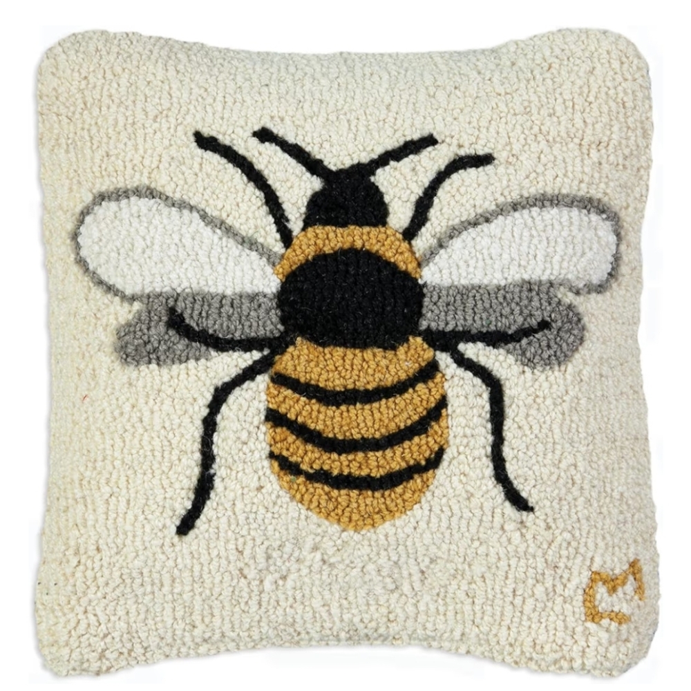 Chandler 4 Corners Lone Bee Wool Throw Pillow With Insert 14x14 New With Tags